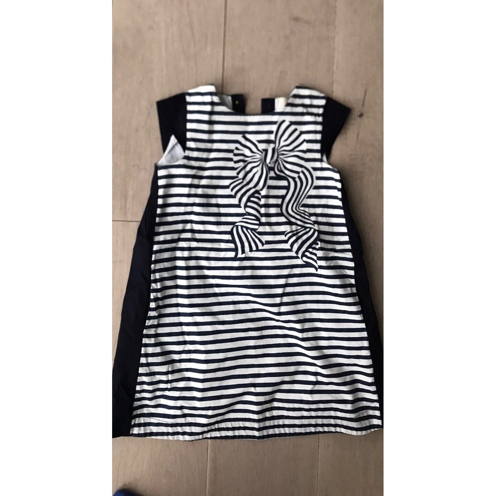 KATE SPADE GIRLS Navy printed bow striped dress Size 104/ 4 y classic Twins?